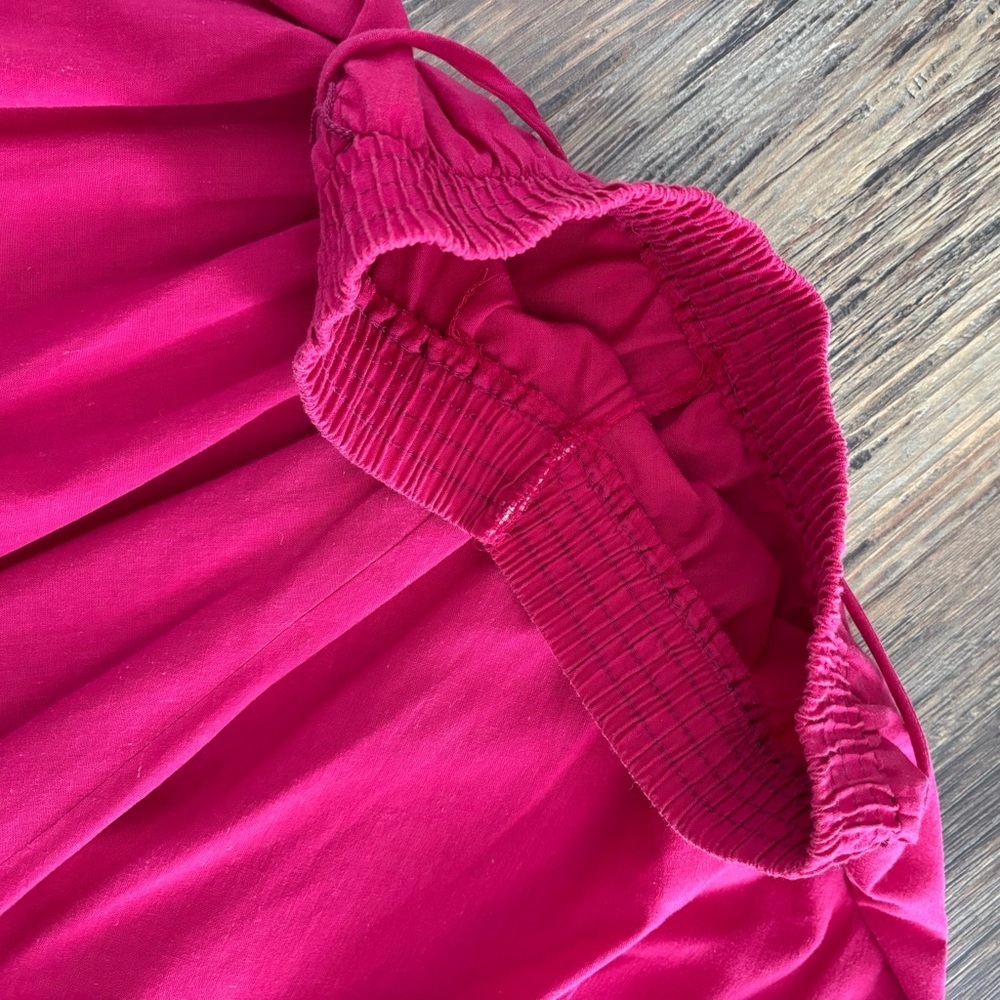 *Read Vtg A-Line Midi Skirt XS/S Fuchsia Elastic Waist Belt Colorful Beads BOHO - Picture 9 of 9